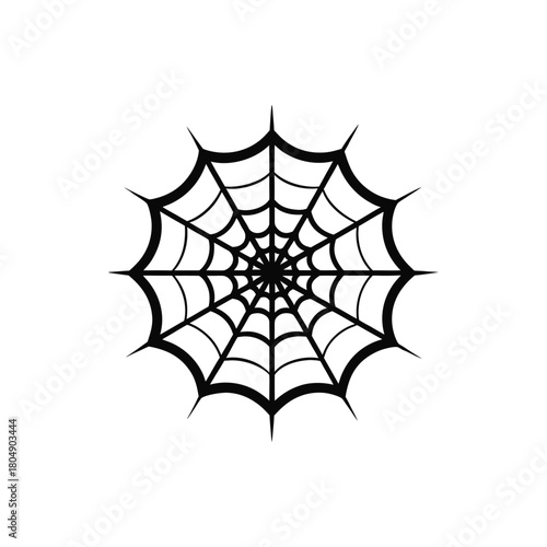 Spider Web Icon, Black Silhouette of Spiderweb or Cobweb, Halloween Symbol