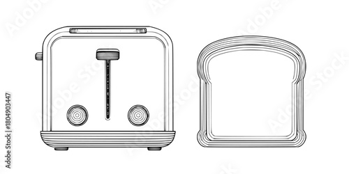 Elegant 2D Illustration Classic Toaster - timeless appliance that adds touch vintage charm any kitchen.