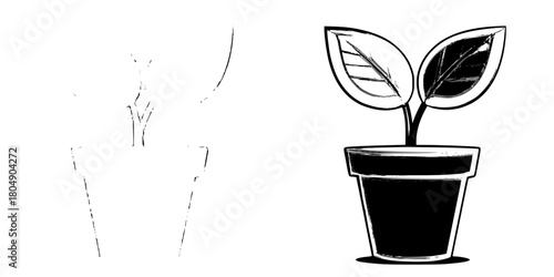 Elegant Simplicity - Tale Two Planters | Clean, isolated vector art for creative projects.