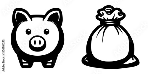 Whimsical Cartoon Piggy Banks Twist Humor | Clean, isolated vector art for creative projects.