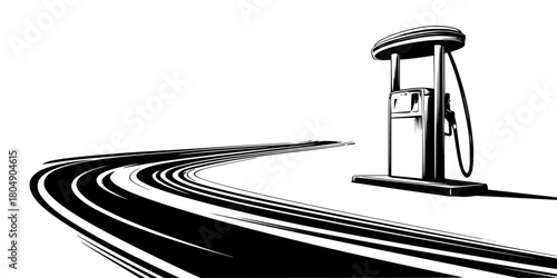 Elegant Vintage Gas Station | Clean, isolated vector art for creative projects.