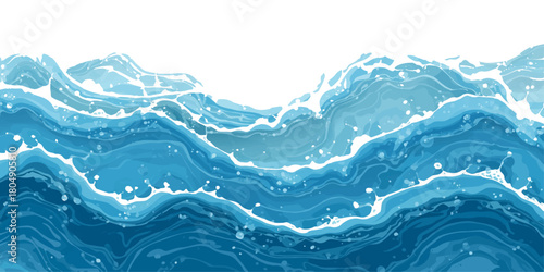 Abstract blue wave background with clean, fresh water motion and liquid splash