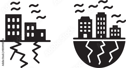 Buildings cracking earthquake disaster cracked ground city