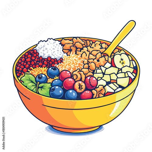 Vsai breakfast bowl with fruit, granola, and healthy cereal