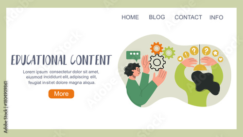 Educational content, back to school concept, education, landing page, hand drawn vector illustration.