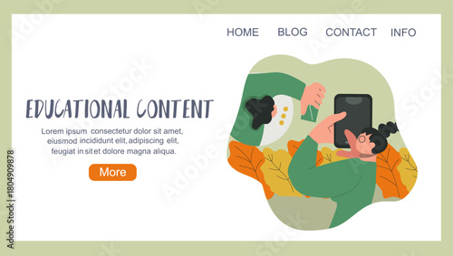 Educational content, back to school concept, education, landing page, hand drawn vector illustration.