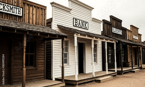 Old West Town Buildings Facades Vintage Bank Blacksmith Western Scenery