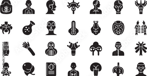 Collection of Human Organs and Body Parts Vector Icon Set
