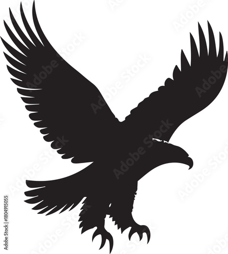 Eagle Silhouette Vector with Spread Wings – Flying Eagle Logo Design