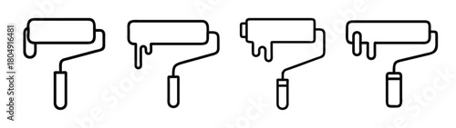 Paint roller vector illustration set for painting walls home improvement and diy projects design 