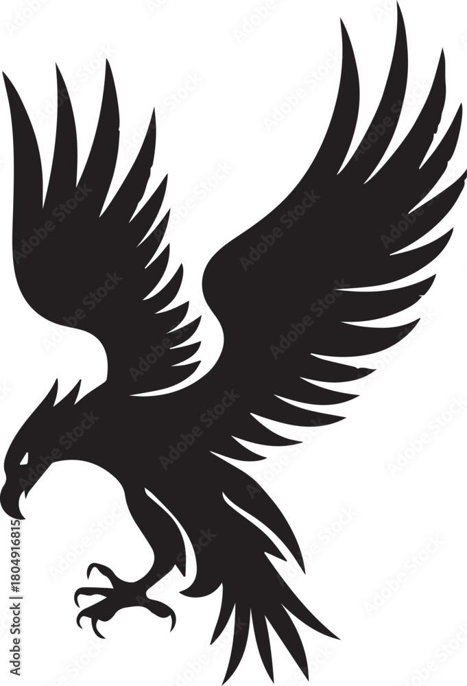 Fototapeta premium Eagle Silhouette Vector with Spread Wings – Flying Eagle Logo Design