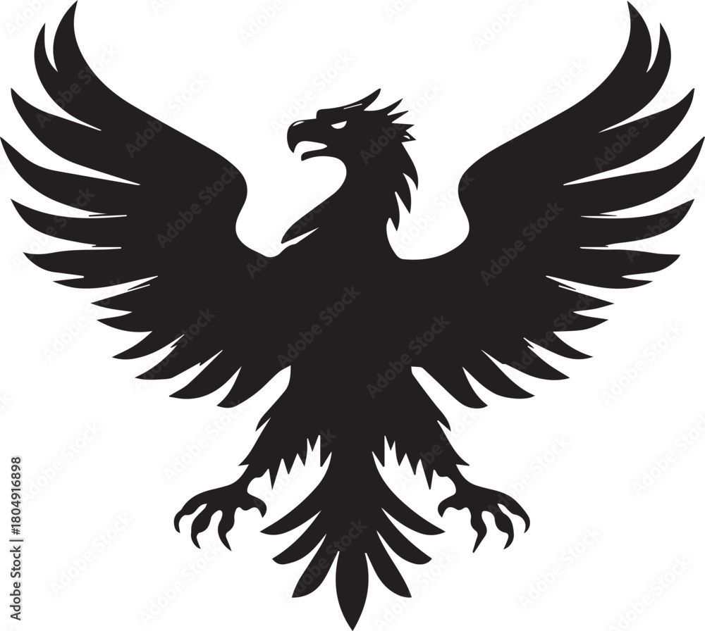 Obraz premium Eagle Silhouette Vector with Spread Wings – Flying Eagle Logo Design