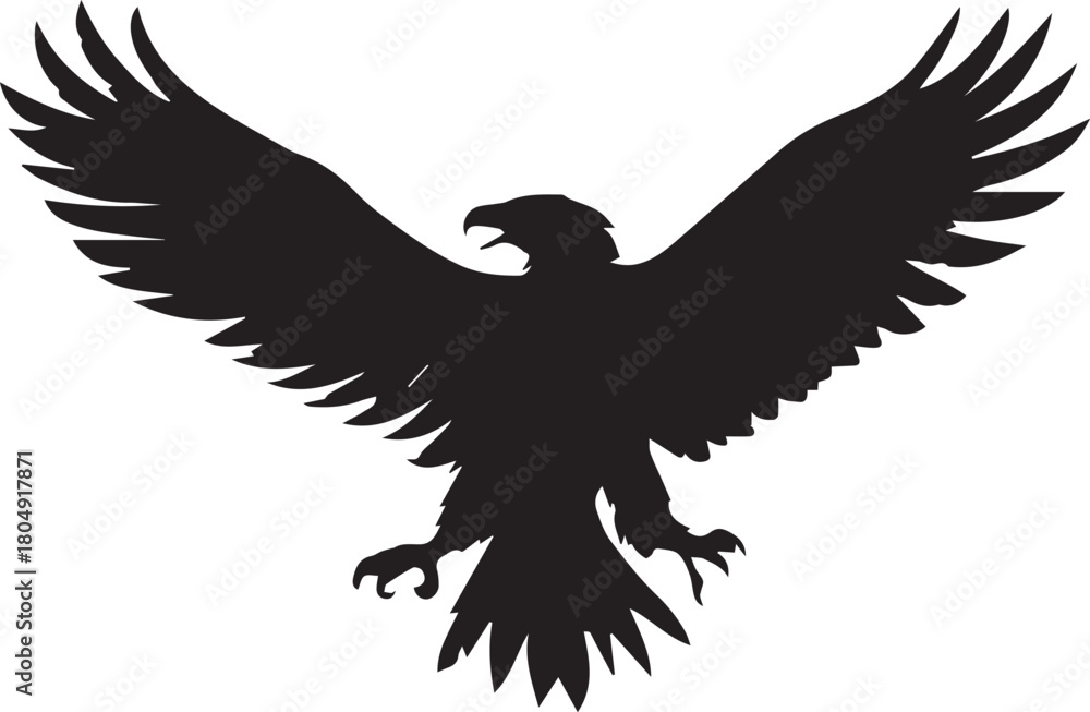 Obraz premium Eagle Silhouette Vector with Spread Wings – Flying Eagle Logo Design