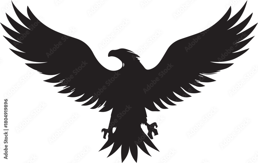 Fototapeta premium Eagle Silhouette Vector with Spread Wings – Flying Eagle Logo Design