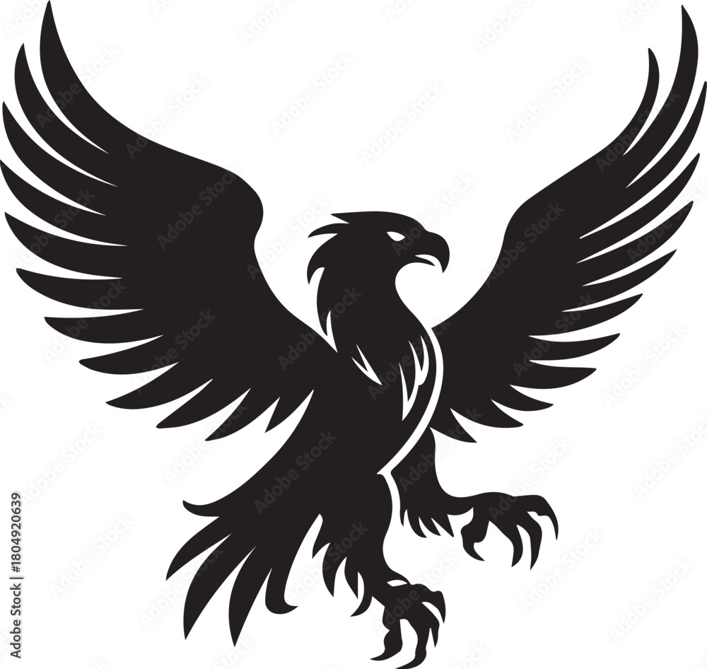Obraz premium Eagle Silhouette Vector with Spread Wings – Flying Eagle Logo Design