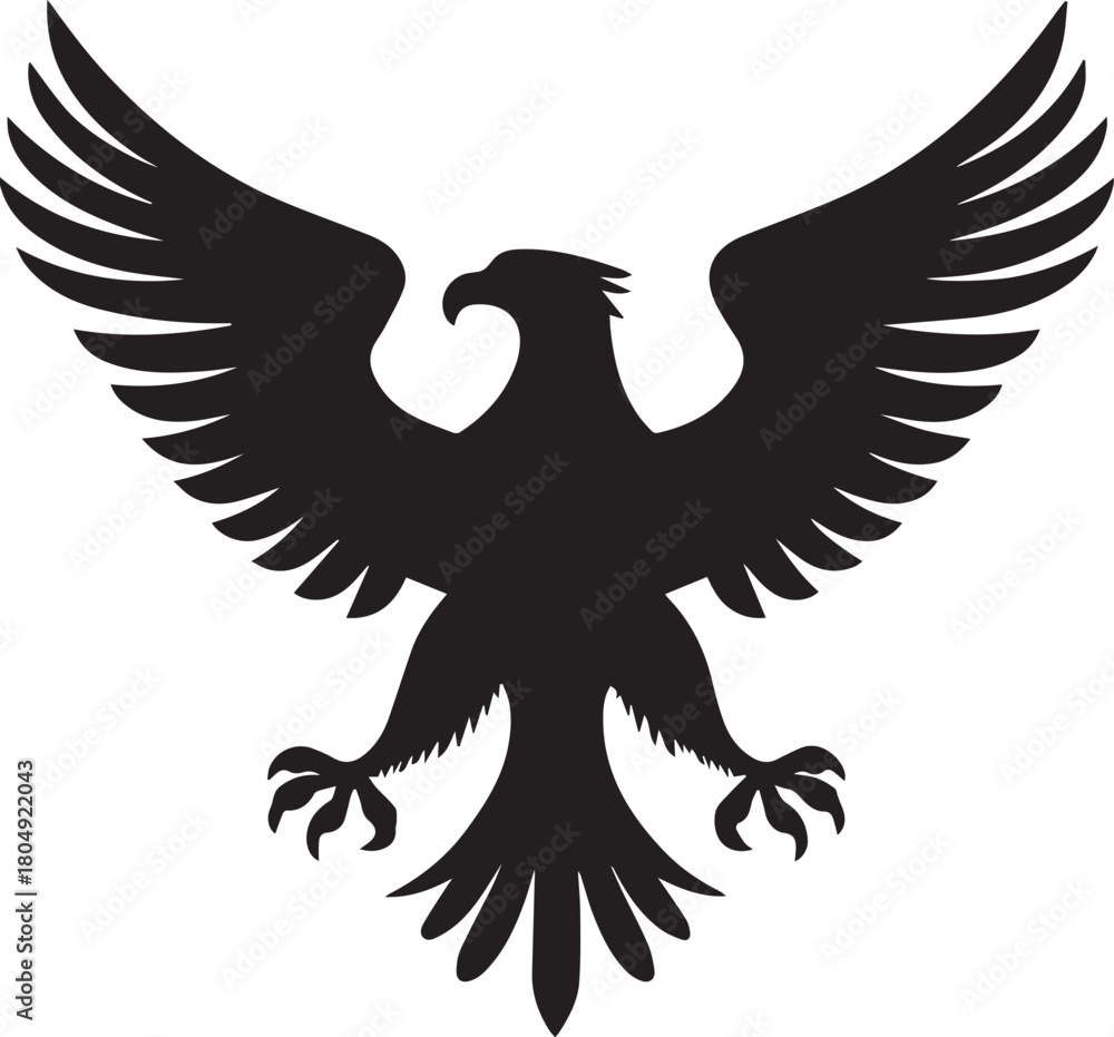 Obraz premium Eagle Silhouette Vector with Spread Wings – Flying Eagle Logo Design
