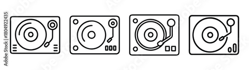 Collection of vintage record player turntable vector illustration for music lovers and audiophiles