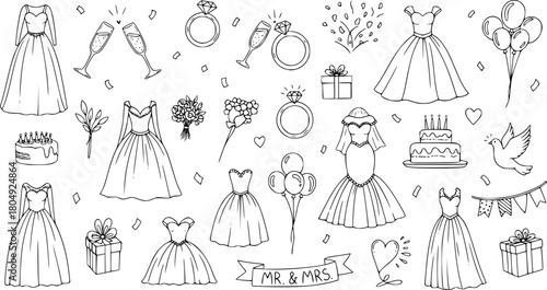 Hand drawn wedding doodles