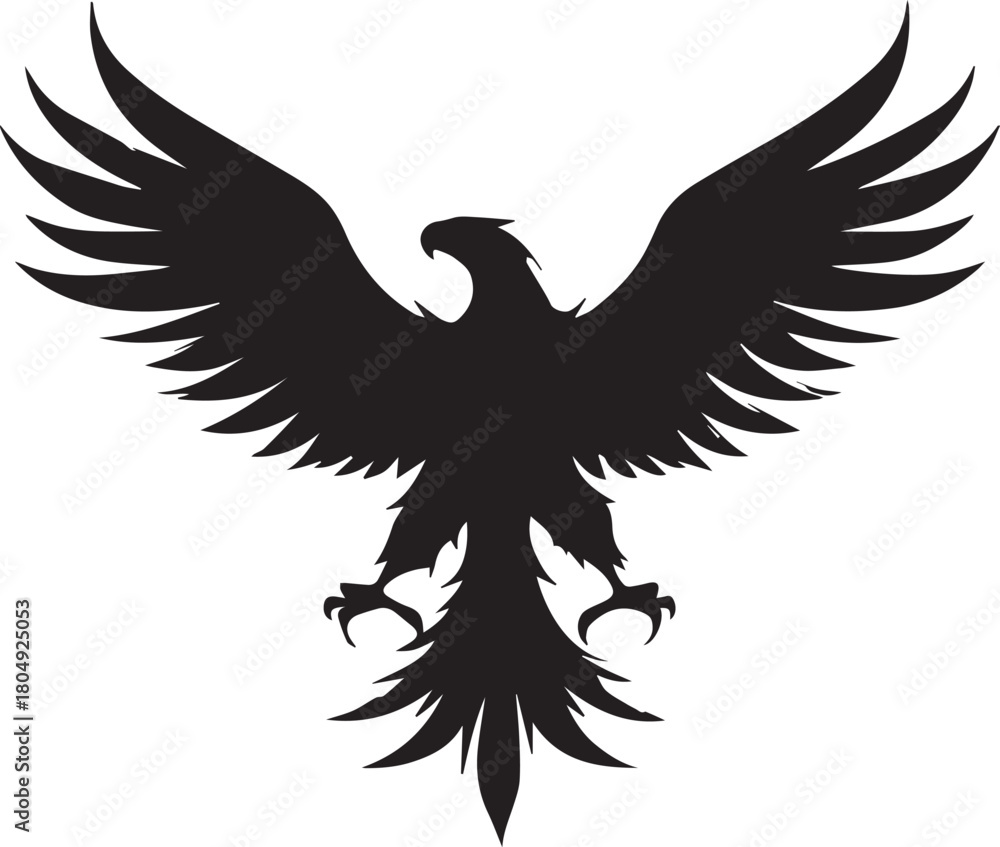 Fototapeta premium Eagle Silhouette Vector with Spread Wings – Flying Eagle Logo Design