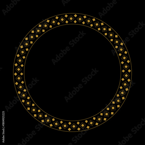 Golden round frame in Greek style.