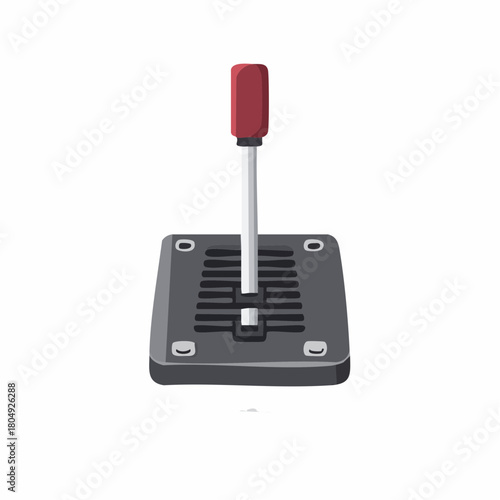 Red Handle Throttle Lever Control Illustration for Aircraft Engine Power Setting