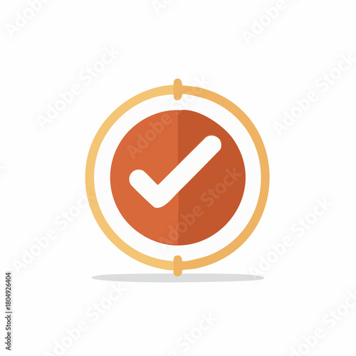 Successful Validation with a White Check Mark in Orange and Beige Circle Symbol
