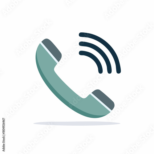 Modern telephone receiver icon with signal waves symbolizing a connection for communication or assistance