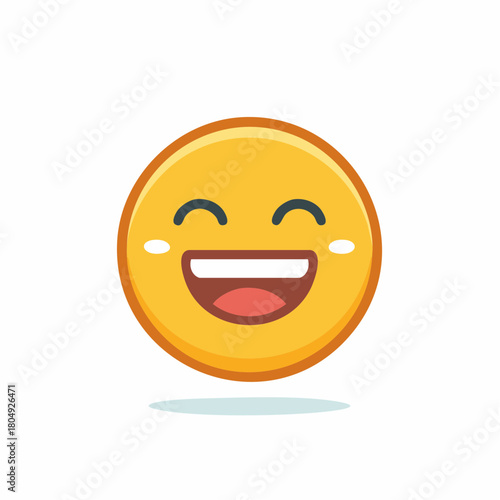 Joyful yellow emoji face laughing with eyes closed and wide open mouth