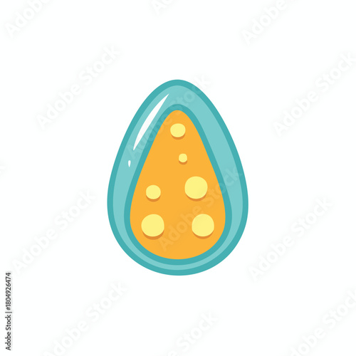 Stylized teardrop shape with yellow dots inside a blue outline