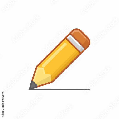 Classic yellow pencil writing a simple straight line educational stationery tool icon symbol graphic