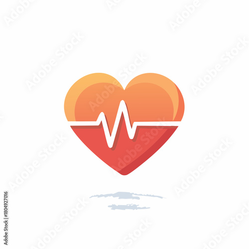 Stylized heart-shaped icon with electrocardiogram trace displaying vibrant health and wellness theme