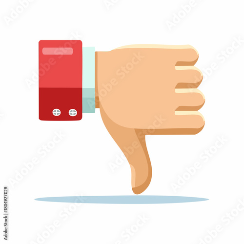Human hand giving thumbs down gesture flat icon illustration against white background