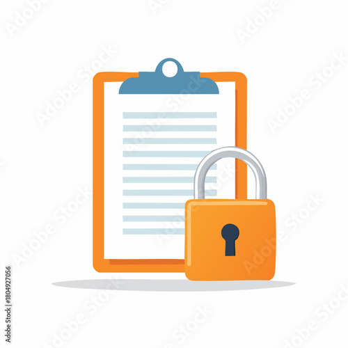 Clipboard Document Locked Securely with Padlock Protection
