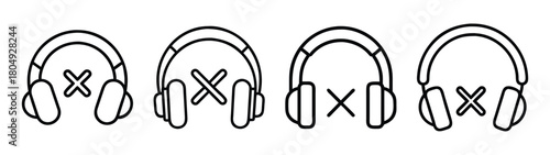 Headphones audio equipment headset music listening device sound technology line art design vector