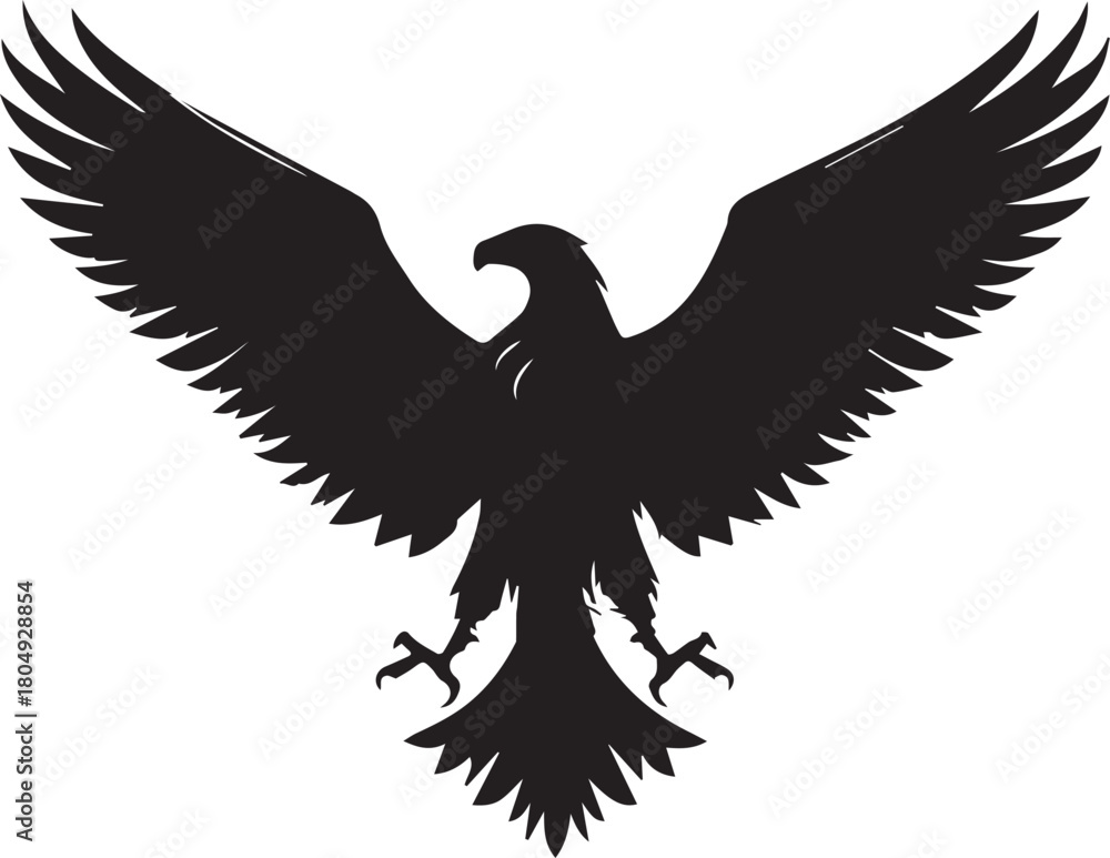 Fototapeta premium Eagle Silhouette Vector with Spread Wings – Flying Eagle Logo Design