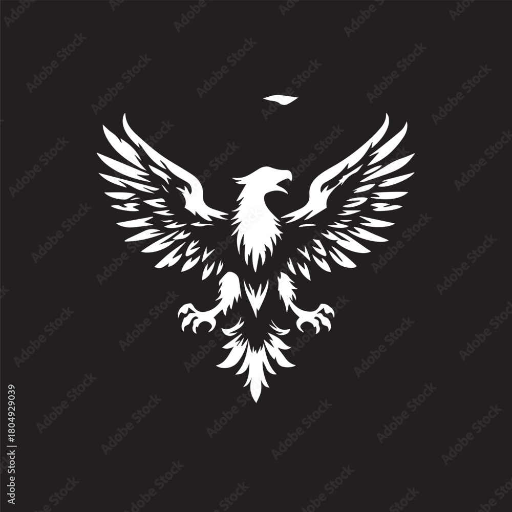 Obraz premium Eagle Silhouette Vector with Spread Wings – Flying Eagle Logo Design