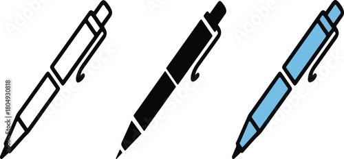 Outline black and blue pens writing instrument stationery