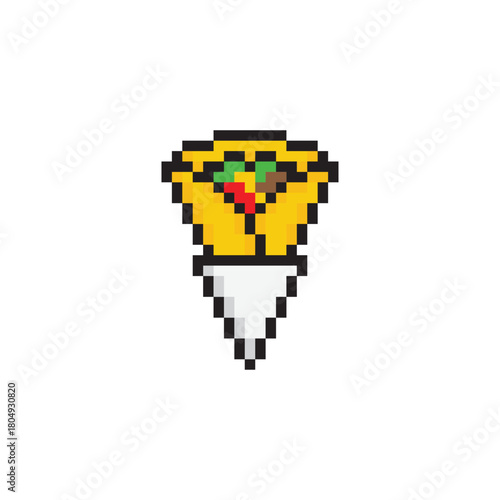 pixel shawarma doner kebab icon 8 bit. Vector art logo for game