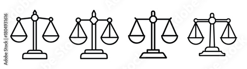 Scales of justice law legal balance court symbol equality fairness judgment scales icon vector art