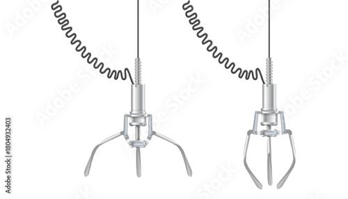 Gripper arm. Slot machine elevator machine for getting toys and prizes. Mechanical gripper tentacles. Vector