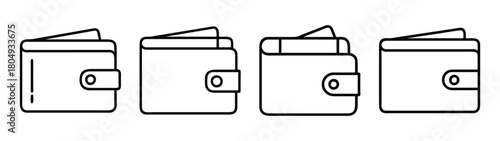 Outline wallet vector design, minimalist card holder icon, money purse illustration, finance asset