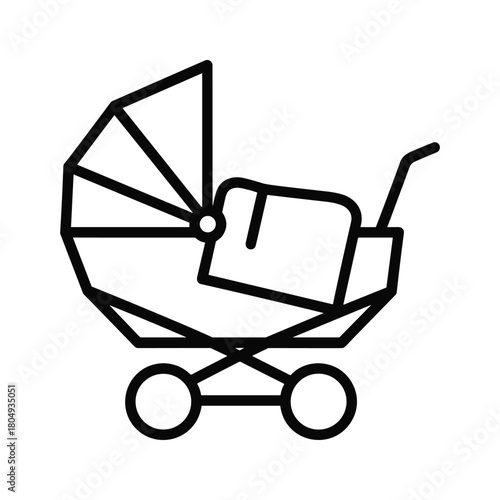 Vintage baby carriage icon isolated on
