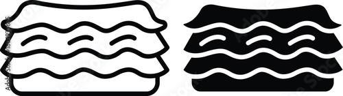 Delicious Hot Layered Lasagna Italian Pasta Baked Meal Vector Silhouette and Pictogram..eps