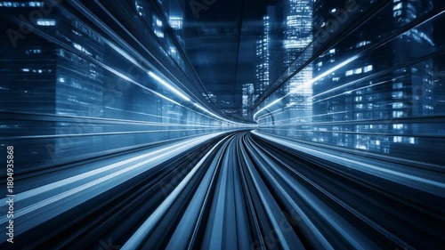 Wallpaper Mural Futuristic cityscape with motion blur, showcasing high-speed travel in an urban environment Torontodigital.ca