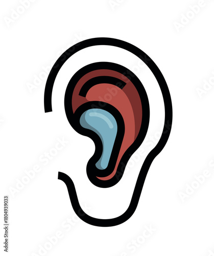 An illustration of a human ear highlighting its internal structure and auditory canal.