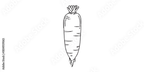 Minimalist Daikon Radish Outline Icon