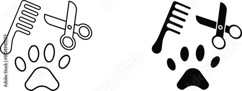 pet grooming  icon vector graphic illustration  with white background flat hand made icon fill icon .