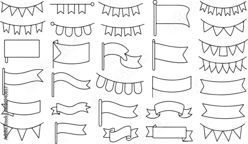 Various festive banners and flags bunting pennant