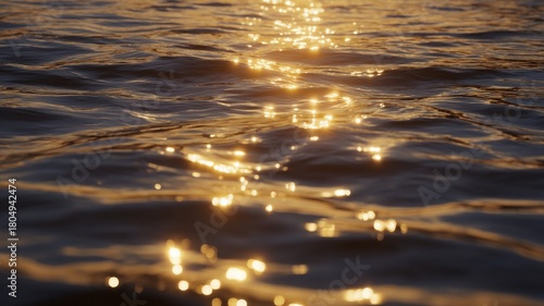 Golden sunset reflections on rippling water. AI image