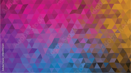 Abstract Low-Poly Background with Purple, Cyan, and Gold Color Transition